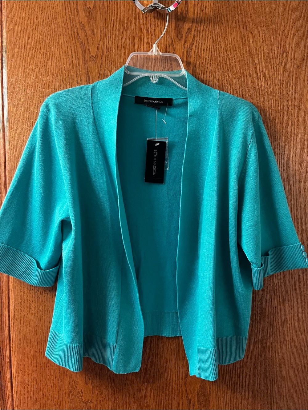 89th & Madison Teal Short-Sleeve Open-Front Cardigan